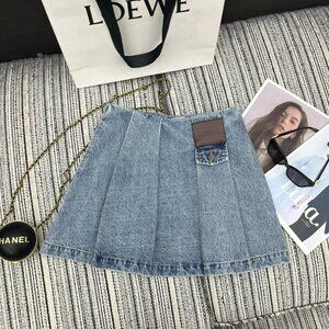 Loewe new denim pleated mini skirt